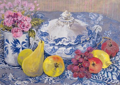 La sopera azul y blanca con frutas de Joan Thewsey